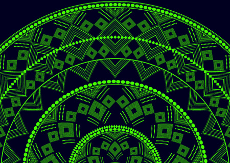 Mandala is an isolated graphic element. Oriental ornament geometric pattern. Stylized floral round decor. Abstract line art for creative business card, logo, badge, emblem. Prints for textiles, beach mats, yoga.のイラスト素材
