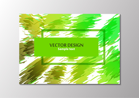 Rectangular frame on the background of brush strokes. Bright abstract colorful background with place for text for your design. Vector illustrationのイラスト素材