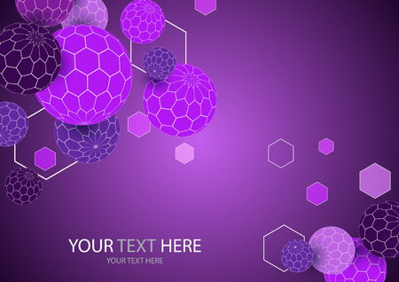 Bright geometric 3d sphere shape hexagon texture background. Vector illustration for your design.のイラスト素材