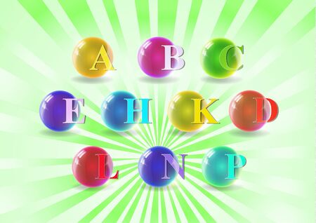 Vitamin complex. Colorful pill capsules. Icon of various vitamins in bright colors of the rainbow. Medical image, creative design. Vector illustration.のイラスト素材