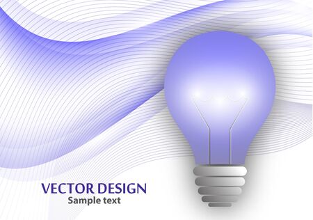 Bright isolated light bulb on the background of a dynamic wavy surface. The concept of a brilliant idea. Vector illustration for your design.のイラスト素材