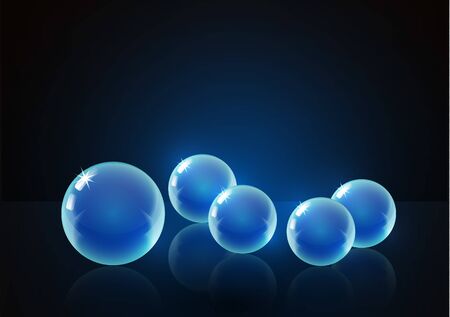 Glossy glass balls. Crystal balls. Liquid abstract bubble. Element of your design. Vector illustrationのイラスト素材