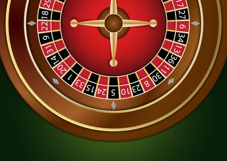 Casino roulette wheel isolated on green background. Vector casino. Vector illustration for your design.のイラスト素材