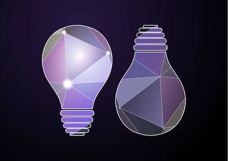 Colorful low polygonal light bulb. The concept of a new idea, a symbol of creativity. Suitable for infographics, business presentations, analytical reports, brochures. Vector illustration for your design.のイラスト素材