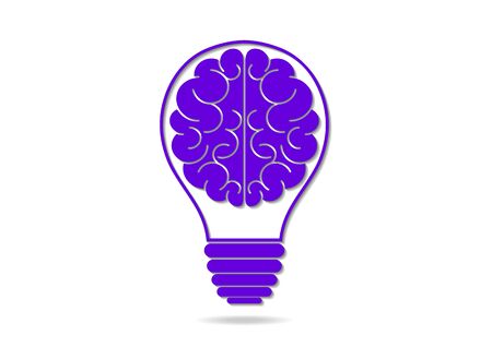 Human brain in lightbulb idea concept flat icon isolated on white background vector illustrationのイラスト素材