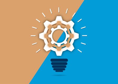 The gear inside the light bulb. Strategy idea symbol icon. Creative solutions concept. Vector illustration for your design.のイラスト素材