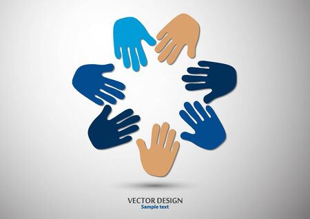 Human hands, open palms. The concept of charity, volunteering, love, kindness, family, social problems. Vector illustration for your design.のイラスト素材