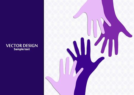 Raised hands, open palms. The concept of charity, volunteering, love, goodness, equality, racial and social issues. Vector illustration for your design.のイラスト素材