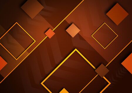 Tech squares, arrows and lines. Bright abstract background. Corporate design. Vector illustrationのイラスト素材