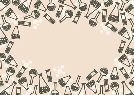 Abstract background, medical chemical flasks. Place for text. Biology, chemistry, science, education, medicine. Template for your design. Vector illustrationのイラスト素材