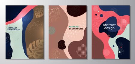 Set of greeting cards. Bright abstract background, colored waves, flowing liquid form. Modern...