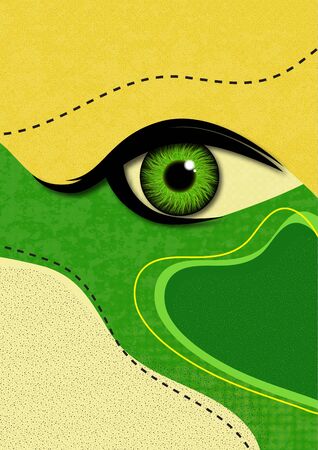 Creative mystic eye, flowing style, bright dynamic shapes and lines, colorful background, texture. Poster, banner, flyer. Vector illustration for your design.のイラスト素材