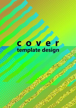 Trendy abstract design of bright stripes and triangles on a color gradient background. Business template for print products. Vector illustrationのイラスト素材