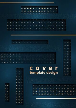 Bright abstract background. Rectangles, stripes, small particles, halftones from squares. Universal template for business design for cover, business card, flyer. Vector illustrationのイラスト素材
