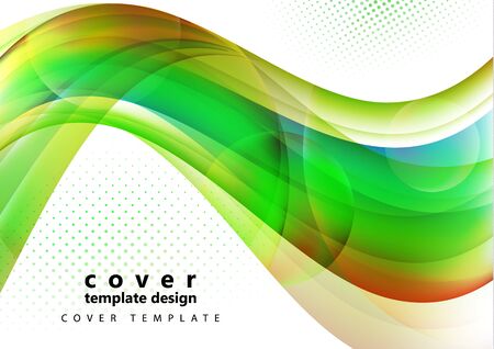 Colored wavy lines with light effects, transparent circles, motion concept. Presentation banner and business card design template. Vector illustration.のイラスト素材