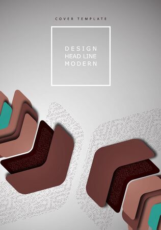 Bright abstract rounded arrows with shadows and dots overlap each other. Trendy simple dynamic template for your design. Vector illustrationのイラスト素材