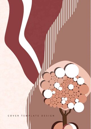A tree with lush foliage of bright circles on a wavy background. The concept of ecology, natural product. Vector illustration for your design.のイラスト素材