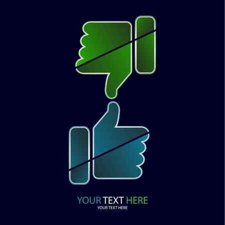 Abstract isolated thumb up and thumb down. Icon, assessment symbol. Line as an element of design. Vector illustration.のイラスト素材