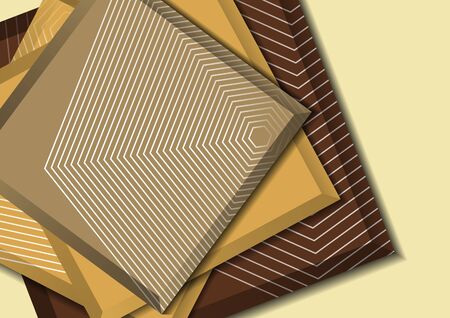 Overlaid squares with lines texture and shadow. Abstract business background. Corporate design template. Vector illustrationのイラスト素材