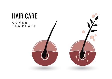 Creative isolated hair follicle icon. Vector hair diagnostic center. The concept of a beauty salon, clinic of help, split ends, hair loss, hair health, shampoo, hairline.のイラスト素材
