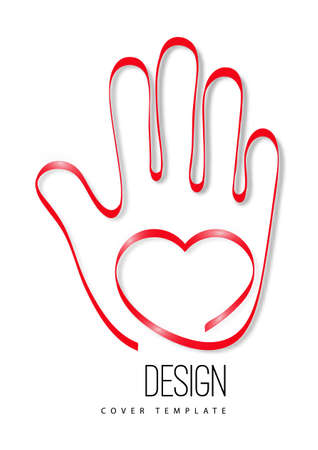 Modern logo with a heart and palm of a hand. The concept of charity, volunteering, love, kindness. Vector illustration for your design.のイラスト素材