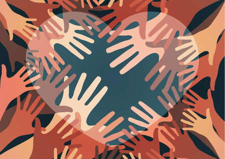 Palms of hands and heart. Creative design. The concept of support, charity, volunteering, love, kindness. Vector illustration.の写真素材