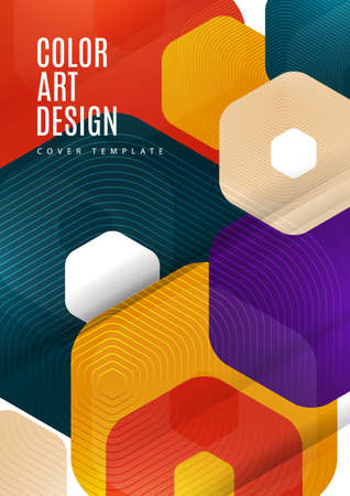 Abstract background of rounded colored hexagons. Business presentation template. Modern geometric design. Vector illustration.のイラスト素材
