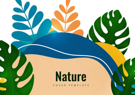 Tropical leaf banner background. Exotic botanical design. Modern sale flyer in vector. Summer sale banner. Big sale advertisement. Vector illustrationのイラスト素材