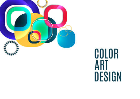 Overlapping round squares form a geometric abstract background composition. Design template for wallpaper, banner, background, card, illustration, landing page, cover, poster, flyer. Vectorのイラスト素材