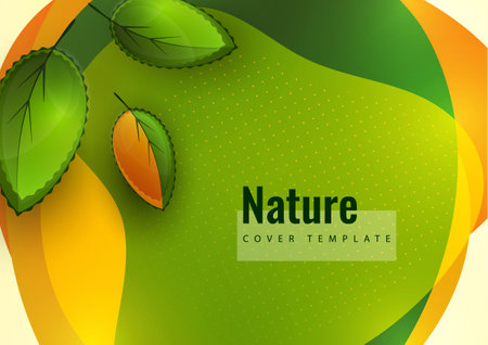 Abstract creative leaves, waves, bright modern background. Ecology concept. Vector illustration for your design.のイラスト素材