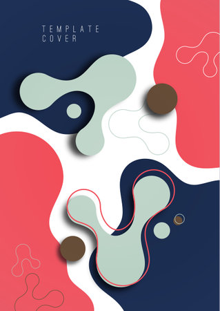 Colorful geometric background design. Composition of flowing shapes with trendy colors. Design for poster, page, flyer, cover. Vector illustrationのイラスト素材