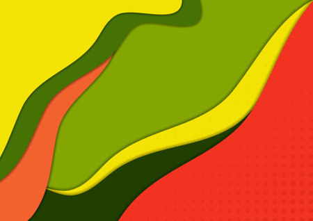 Bright abstract waves. Paper cut background. Cover art style for business banner and material design. Vector illustration.のイラスト素材