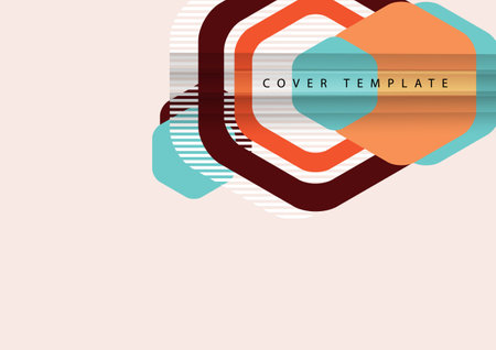 Bright abstract background of rounded multicolored hexagons and lines. Business presentation template. Modern geometric design. Vector illustrationのイラスト素材