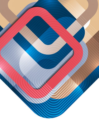 Overlapping rounded squares. Minimalist creative design concept background. Vector illustrationのイラスト素材