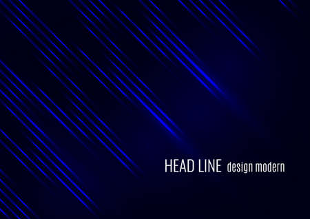 Glowing neon lines moving fast on a dark background. Blue stripes and glittering ray traces on a dark background. Futuristic design. Vector illustrationのイラスト素材