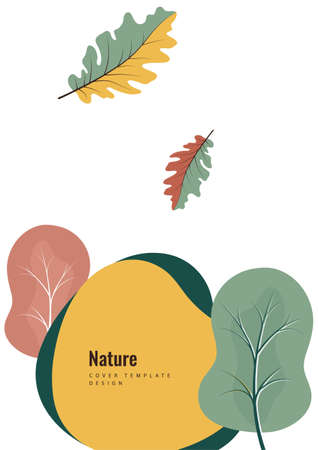 Creative botanical background, oak leaves, trees. Natural product concept. Vector illustrationのイラスト素材