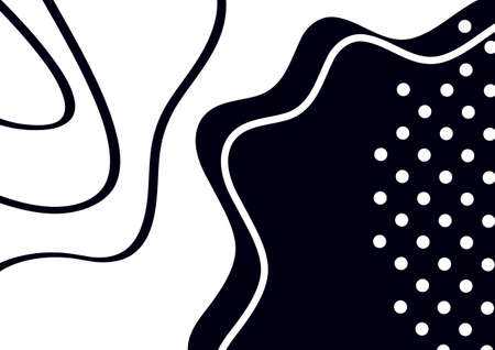 Abstract black spots, curved lines and dots on a white background. Creative design for your design. Vector illustrationのイラスト素材