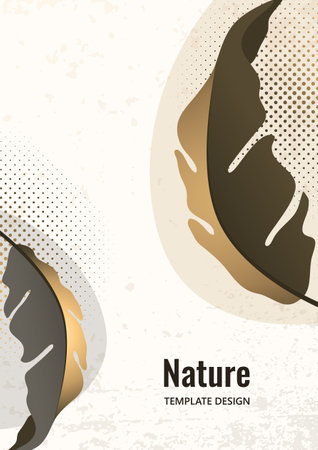 Composition from exotic tropical leaves on a white background. Template for your design. Vector illustrationのイラスト素材