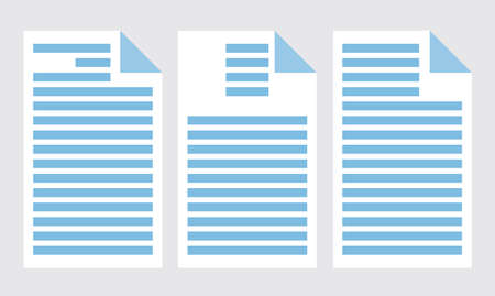 Set of office papers isolated icons. Commercial documentation template with text, sample letters. Vector illustrationのイラスト素材