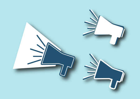 Loudspeaker icon set. Broadcasting news. Vector illustrationのイラスト素材