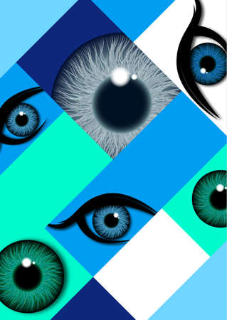 Bright geometric banner. Eye, pupil, see. Creative design for banner, flyer Vector illustrationのイラスト素材