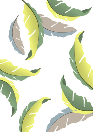 Colorful decorative oak leaves on a white background, falling foliage. Creative template for your design. Vector illustrationのイラスト素材