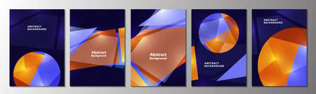 A set of cards. Abstract geometric shapes, circle of shapes. Stylish banner for your design. Low...