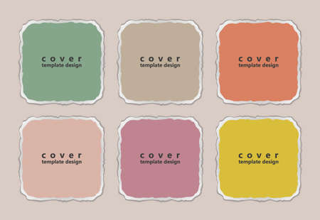 Collection of various torn colorful note papers. Torn paper composition with space for your content. Vector illustration.のイラスト素材