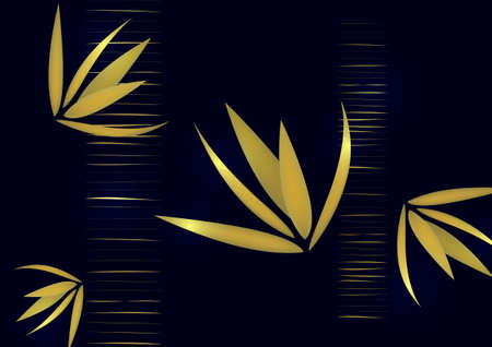 Composition of golden bamboo leaves in design. Vector illustrationのイラスト素材