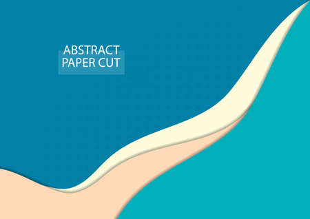 Abstract Dynamic Wave Soft Orange Papercut Style Background Design. vector illustrationのイラスト素材
