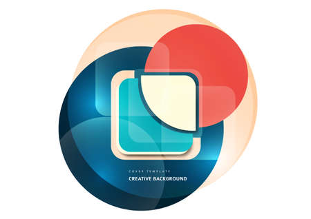 Abstract geometric pattern background texture for poster cover design. Minimal color vector banner template with circles and squares. vector illustration.のイラスト素材