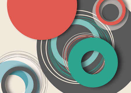 Bright abstract overlapping circles, lines. You can use for advertising, poster, template, business presentation. vector illustrationのイラスト素材