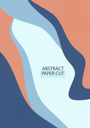 Abstract Dynamic Wave Soft Orange Papercut Style Background Design. vector illustrationのイラスト素材