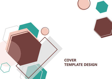 Modern template for business or technology presentation. Bright abstract overlapping geometric shapes on a white background. Online presentation of web element and space for text. Vector illustrationのイラスト素材